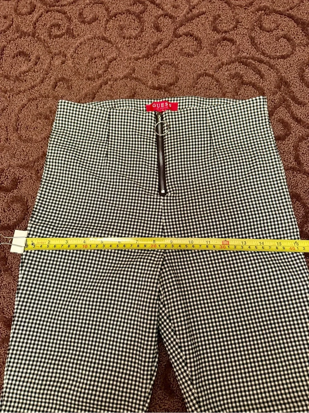 GUESS Black & White Gingham Stretch Pants - Size M